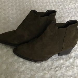 Olive Green Suede Ankle Booties